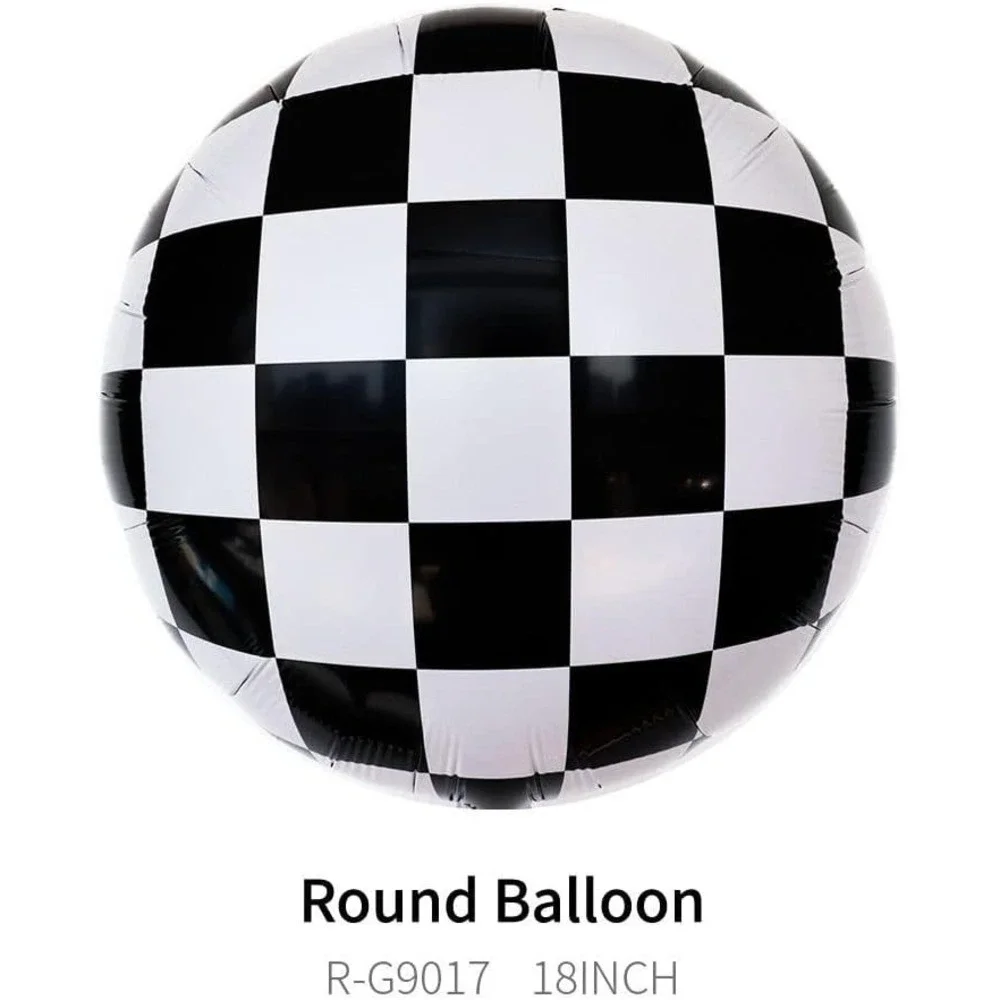 Race Car Tire Balloons Black White‎ Checkered Decor